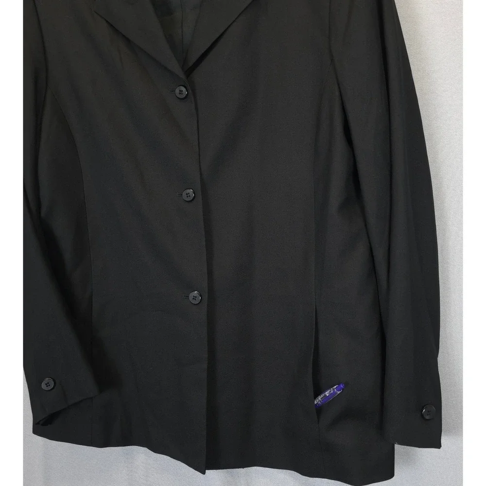 Amanda Smith Blazer Womens 16 Pure Silk Black‎ 3 Button Lined Career Jacket